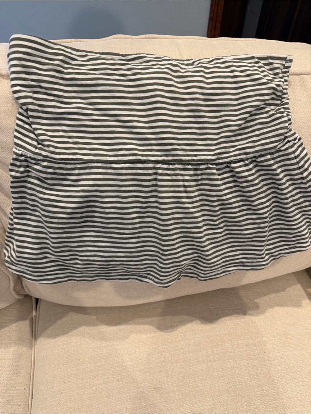 Striped Green and White Tiered Women's Strapless Top